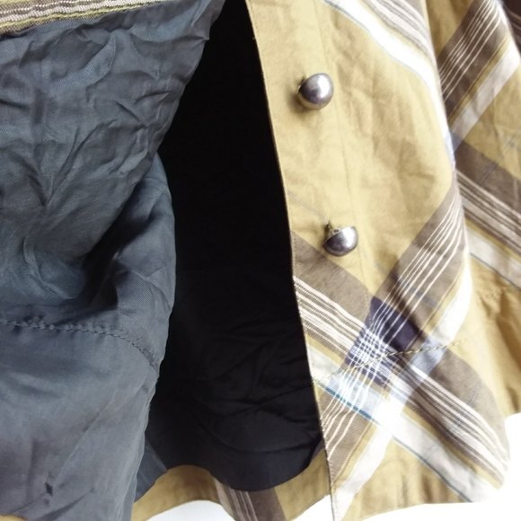 Anthropologie Fei Skirt Twirl Plaid Vintage Twee Preppy Olive Green 8 - Picture 7 of 7